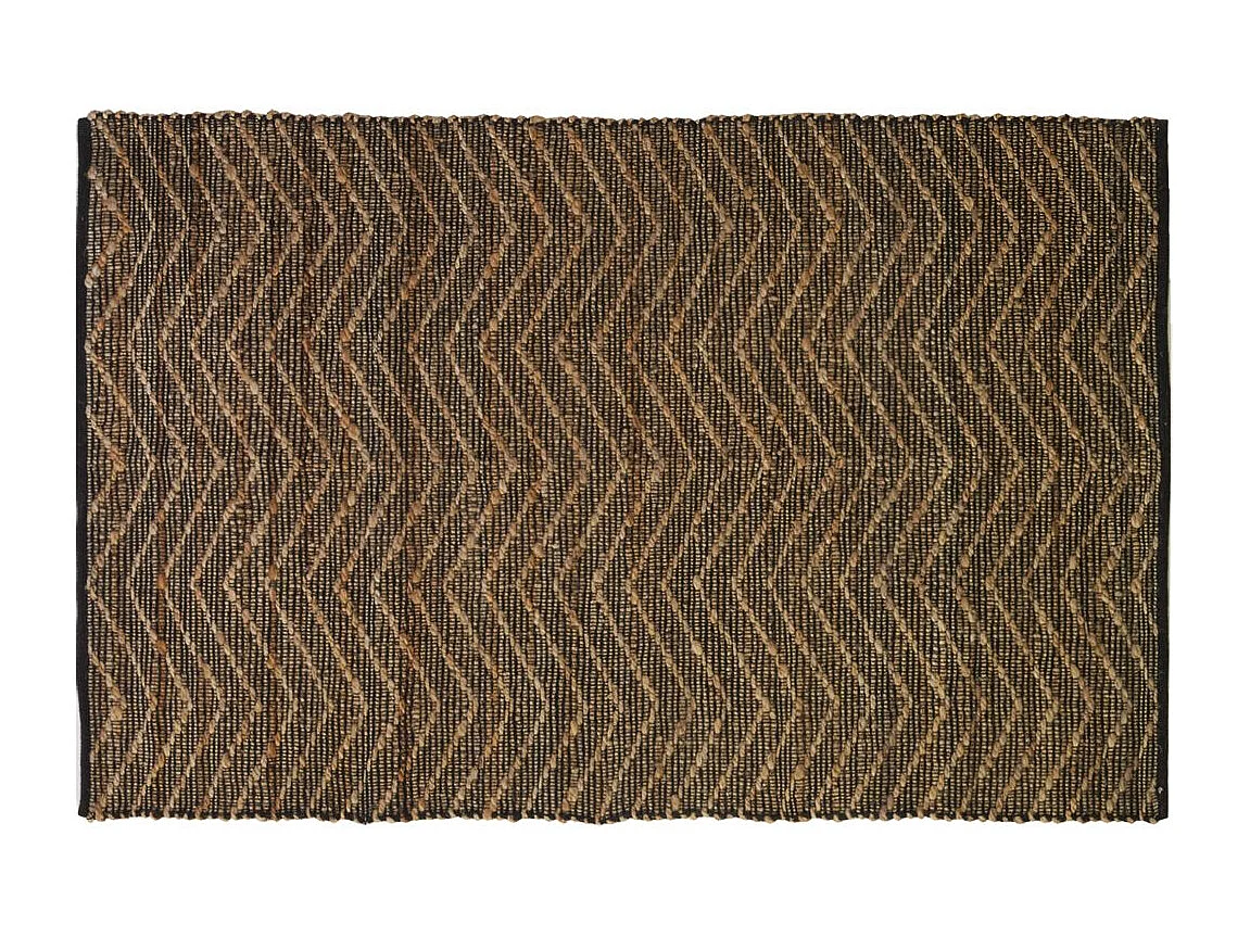 Tapis en jute et coton naturels Zig-zag Naturel et marron - 120 x 180 cm