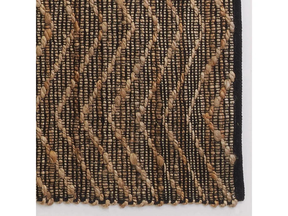 Tapis en jute et coton naturels Zig-zag Naturel et marron - 120 x 180 cm