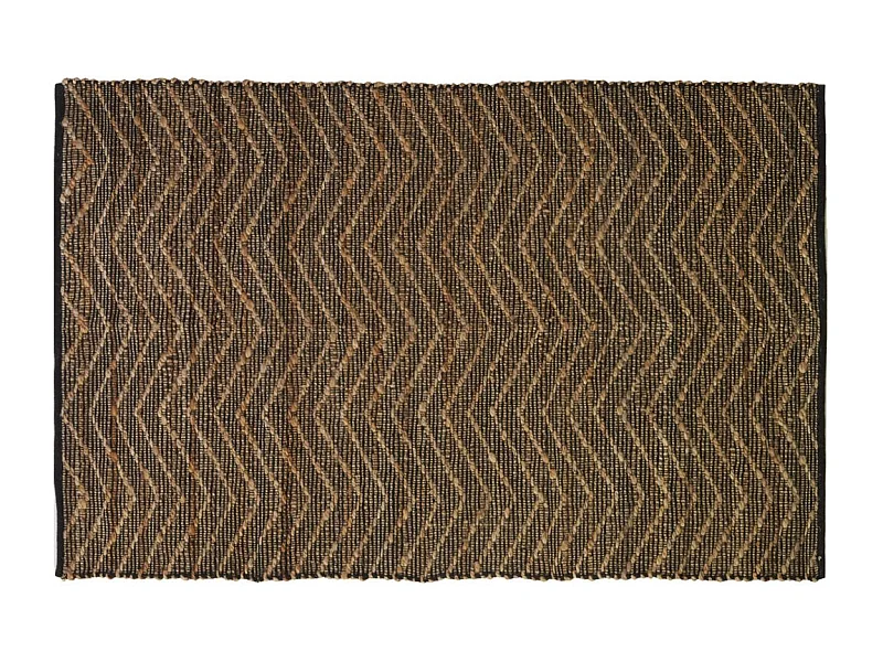 Tapis en jute et coton naturels Zig-zag Naturel et marron - 120 x 180 cm