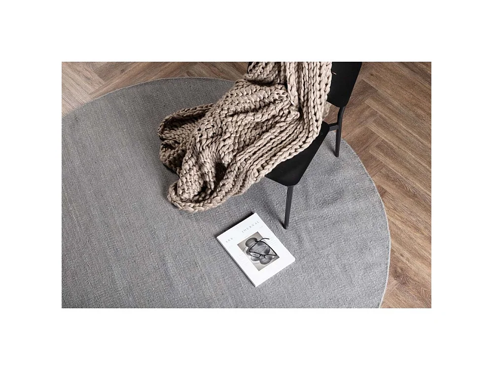 Jaipur vloerkleed Ø200 cm wol lichtgrijs.