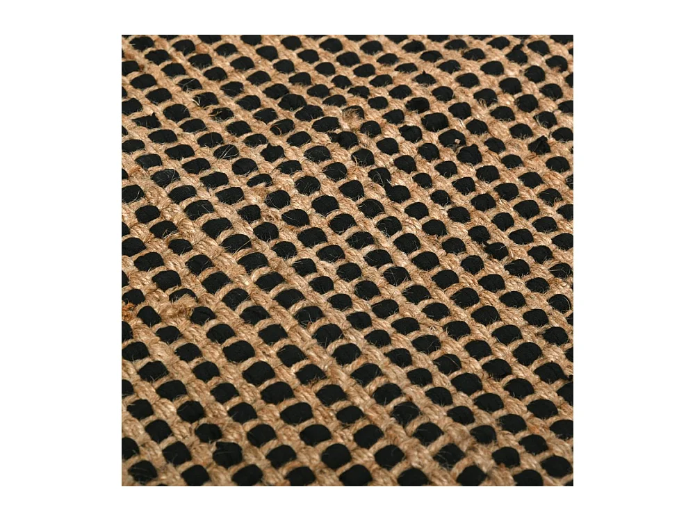 Tapis en jute naturelle et coton noir Pat