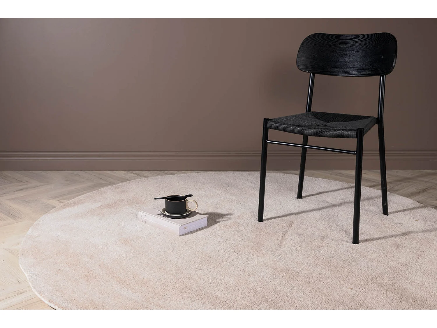 Undra vloerkleed Ø200 cm polyester beige.