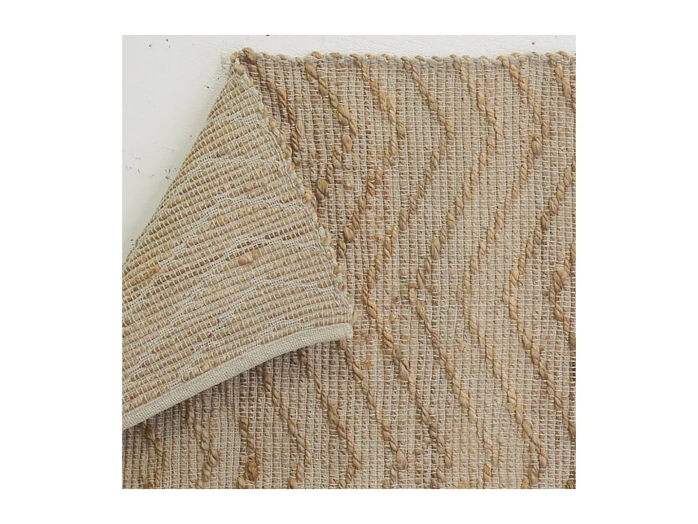 Tapis en jute et coton naturels Zig-zag Naturel - 120 x 180 cm