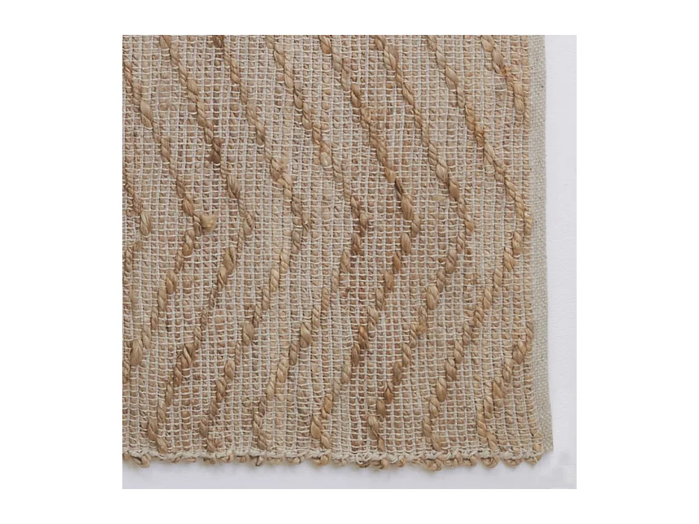 Tapis en jute et coton naturels Zig-zag Naturel - 120 x 180 cm