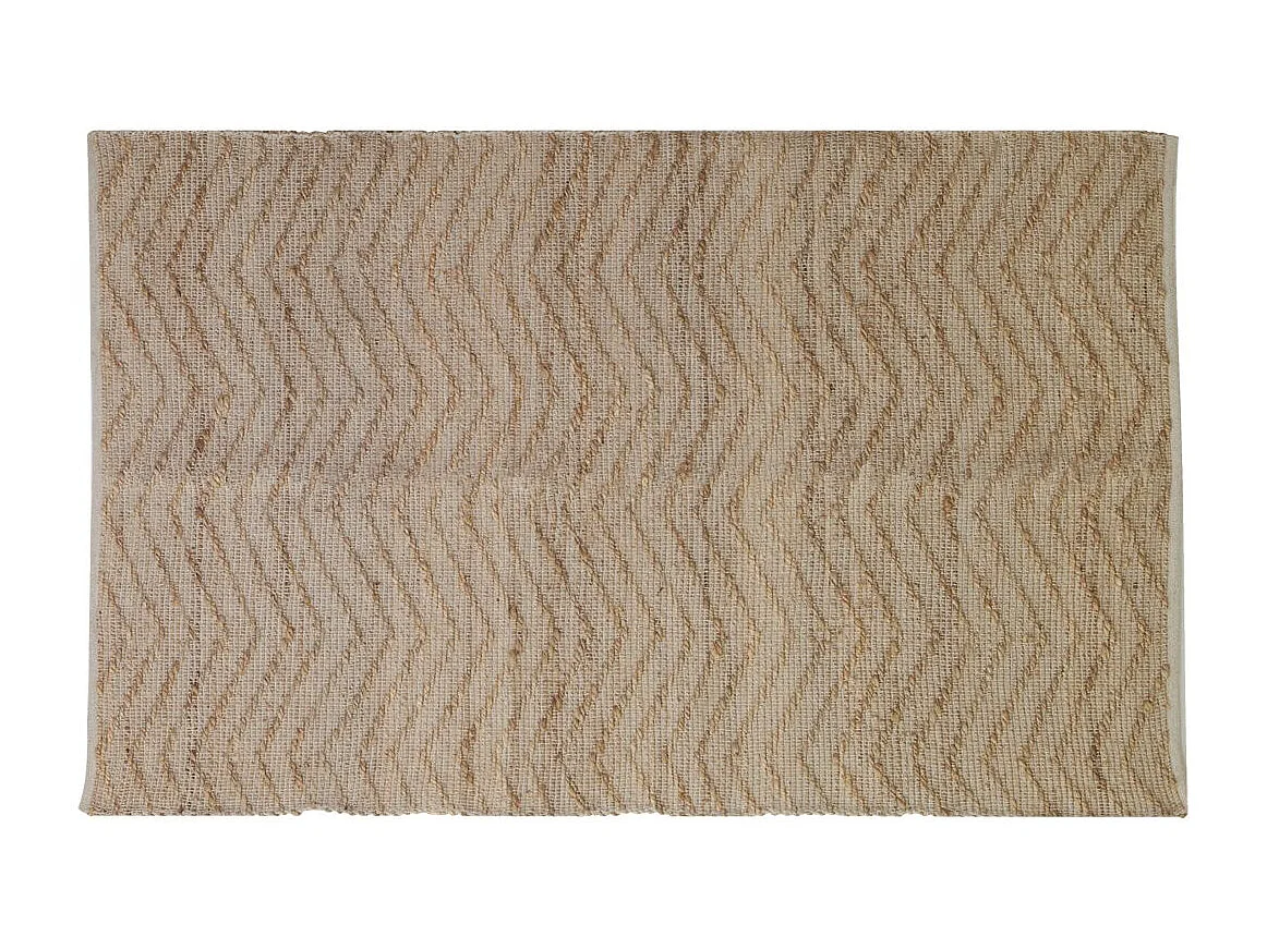 Tapis en jute et coton naturels Zig-zag Naturel - 120 x 180 cm