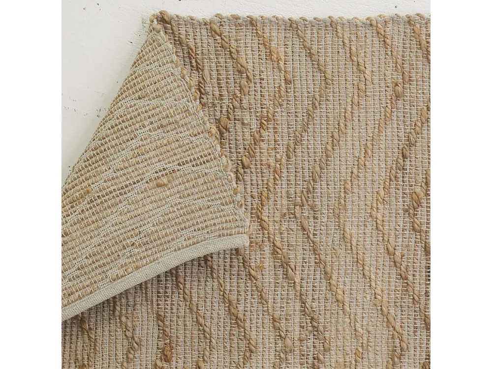 Tapis en jute et coton naturels Zig-zag Naturel - 120 x 180 cm