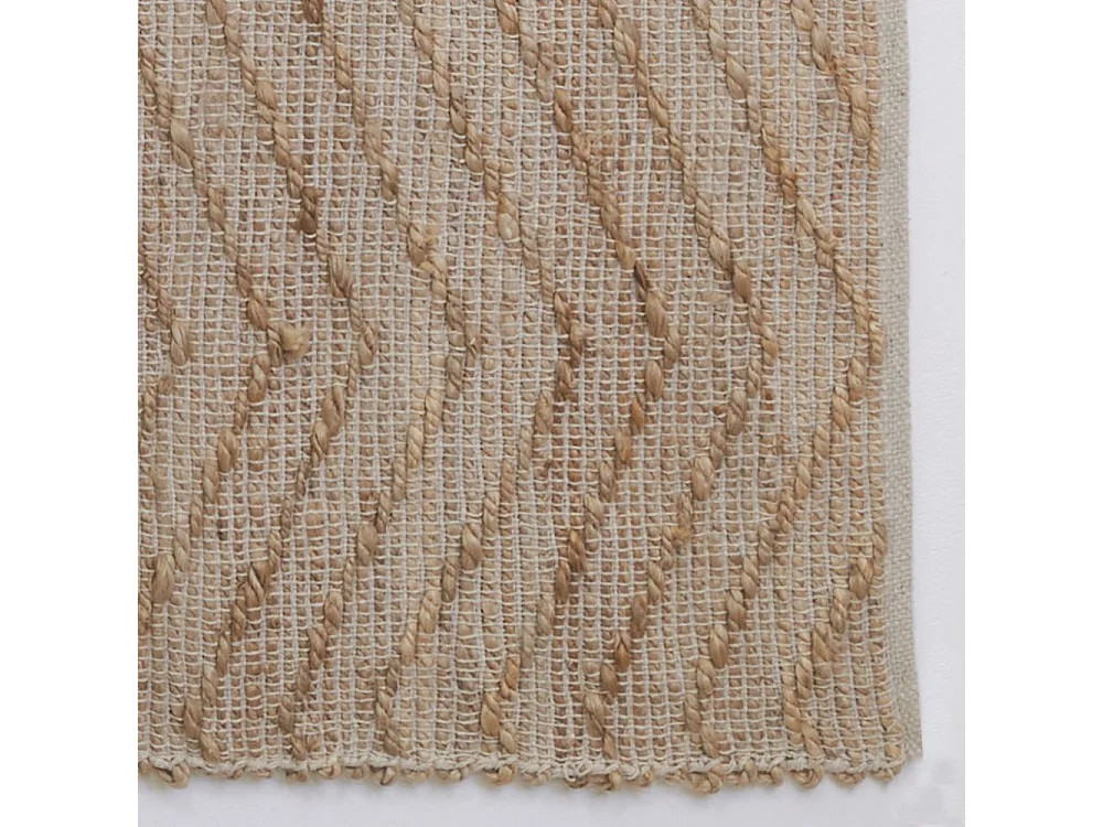 Tapis en jute et coton naturels Zig-zag Naturel - 120 x 180 cm