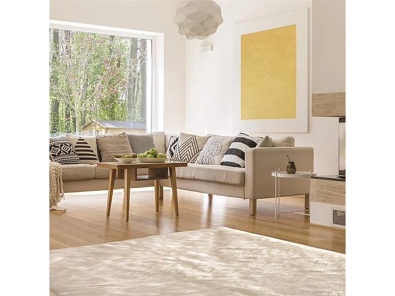 Tapis Imitation Fourrure Ecru 115x170cm Blanc