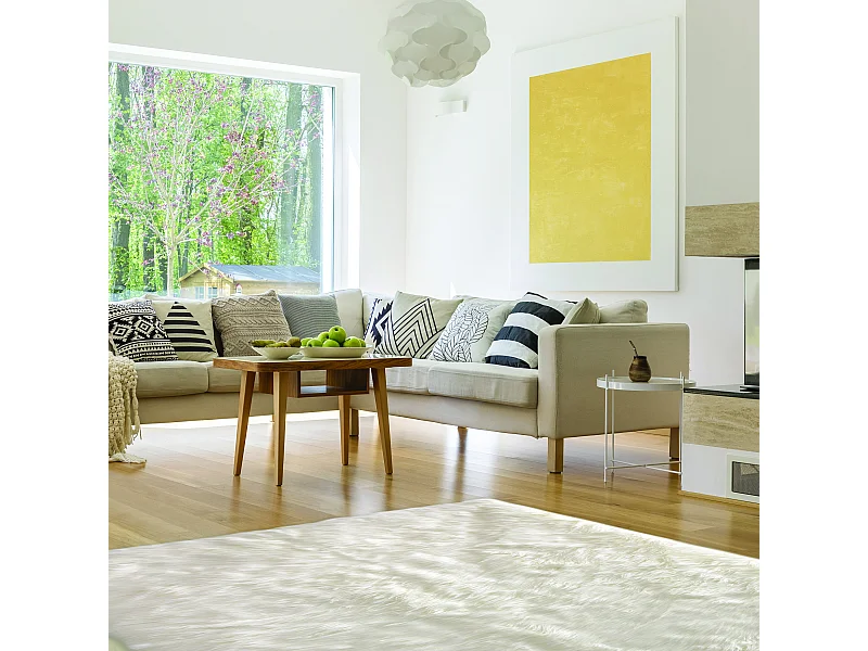 Tapis Imitation Fourrure Ecru 115x170cm Blanc