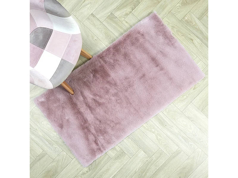 Tapis Imitation Fourrure Fin Rose 110x60cm Rose