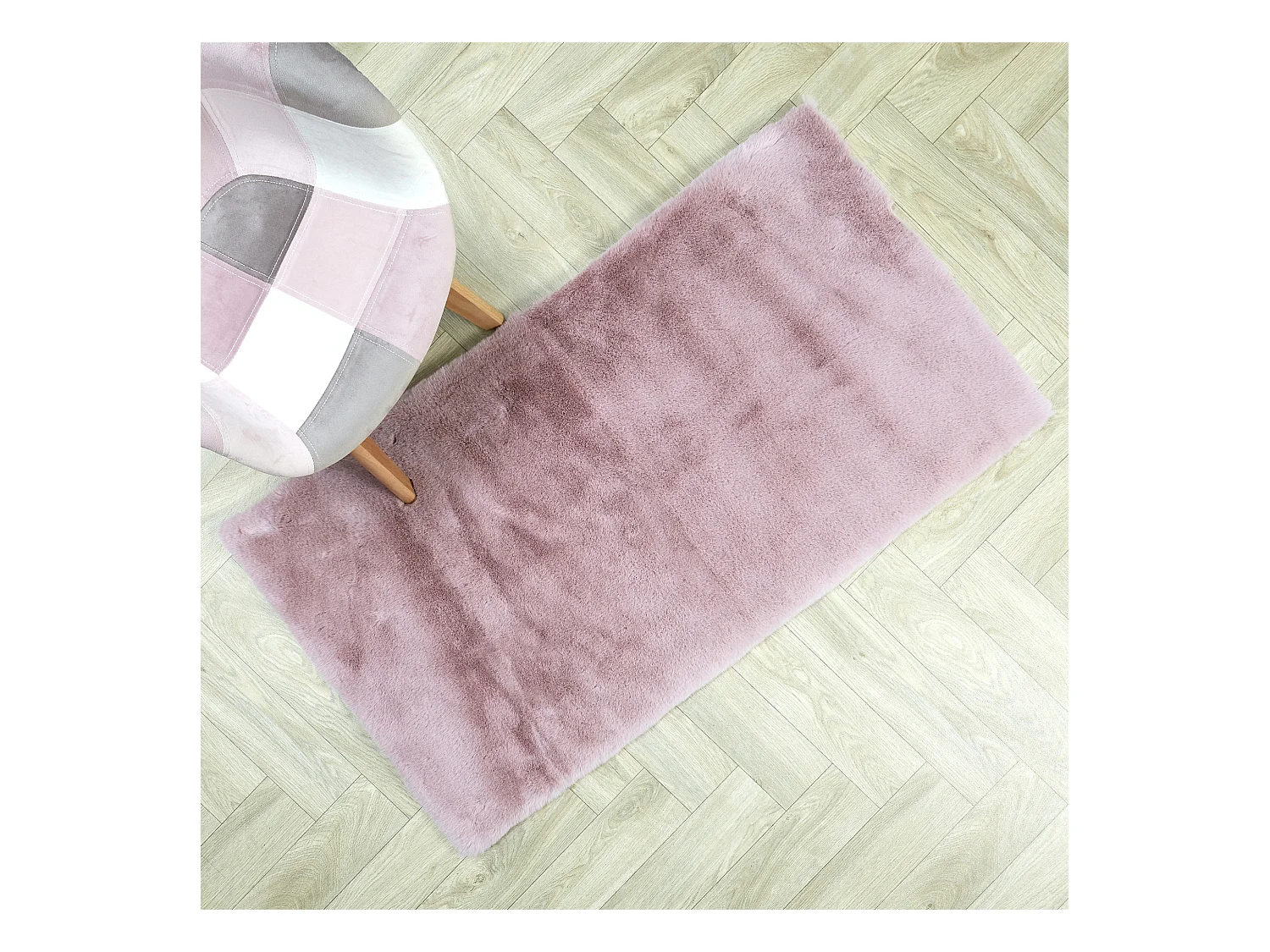 Tapis Imitation Fourrure Fin Rose 110x60cm Rose