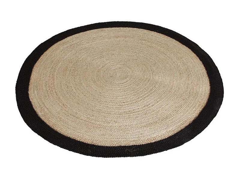 Tapis rond jute naturelle avec bords noirs Diamètre 120cm