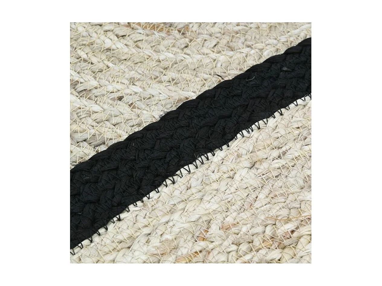 Tapis rond jute naturelle avec bords noirs Diamètre 120cm