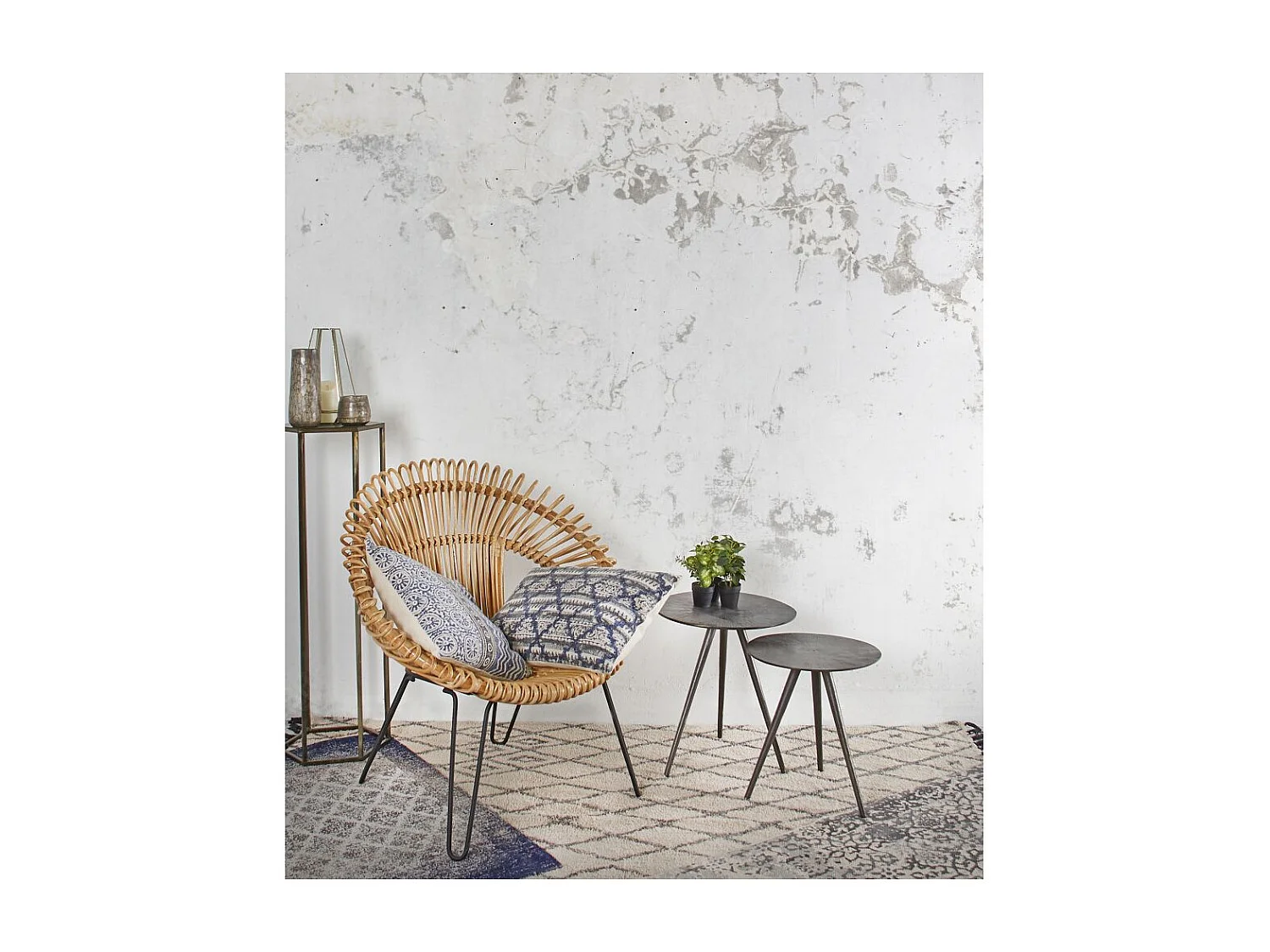 Tapis jacquard bleu 110 cm