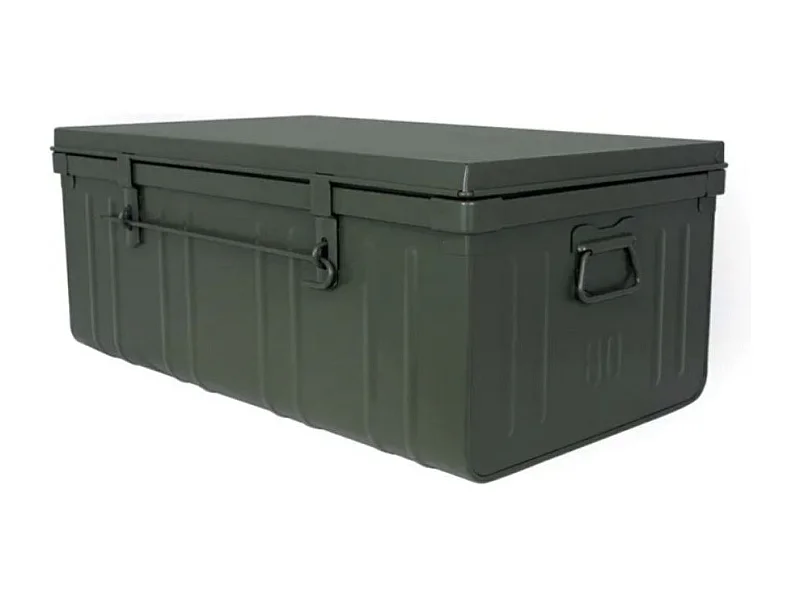 Malle de rangement en métal Habitat L80xH34xP47 - Capacité 95 litres-Kaki