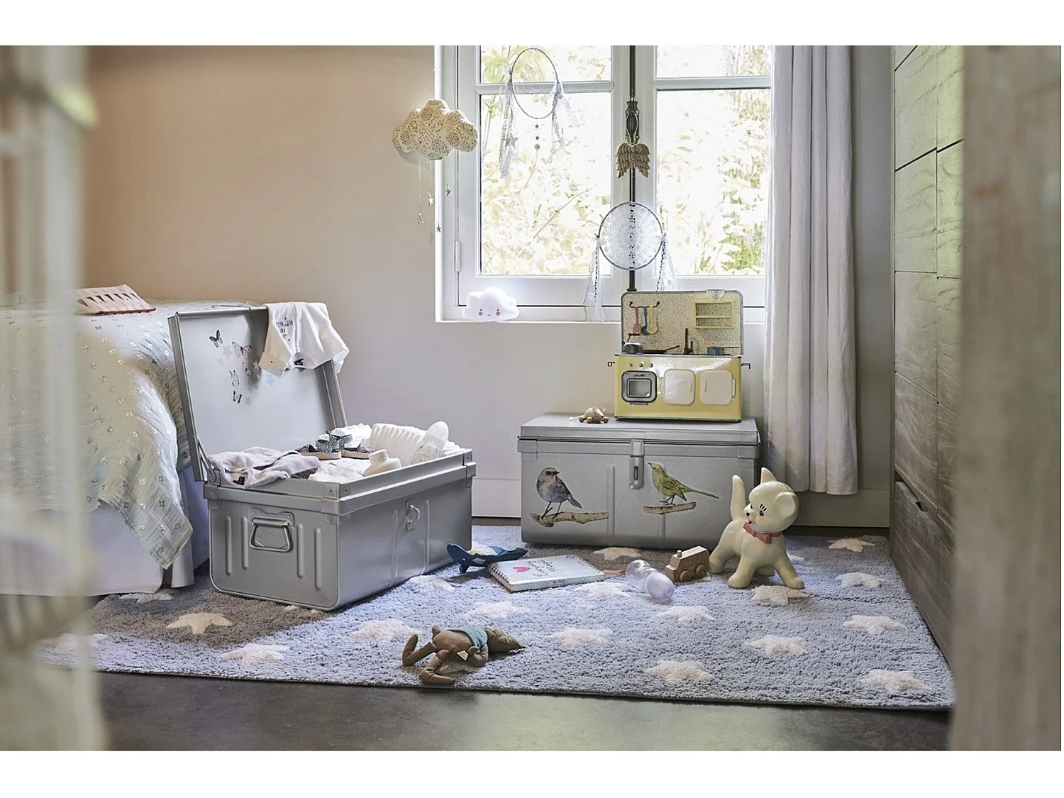 Lot de 2 malles de rangement en métal Habitat - Robustesse et élégance-Alu