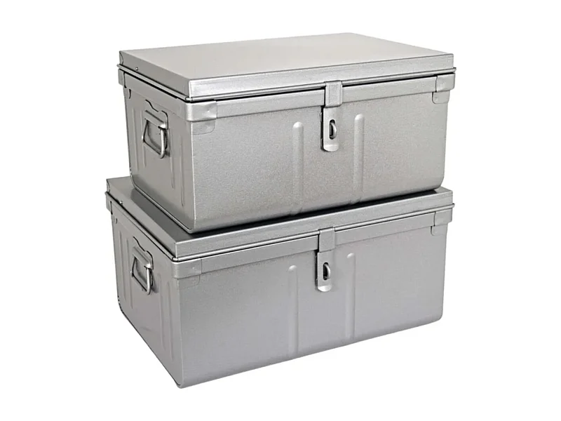 Lot de 2 malles de rangement en métal Habitat - Robustesse et élégance-Alu