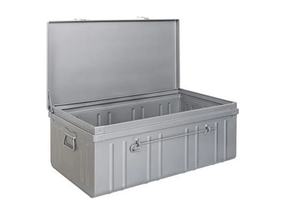 Malle de rangement en métal Habitat L80xH34xP47 - Capacité 95 litres-Alu