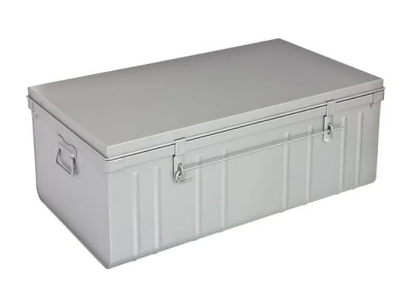 Malle de rangement en métal Habitat L80xH34xP47 - Capacité 95 litres-Alu