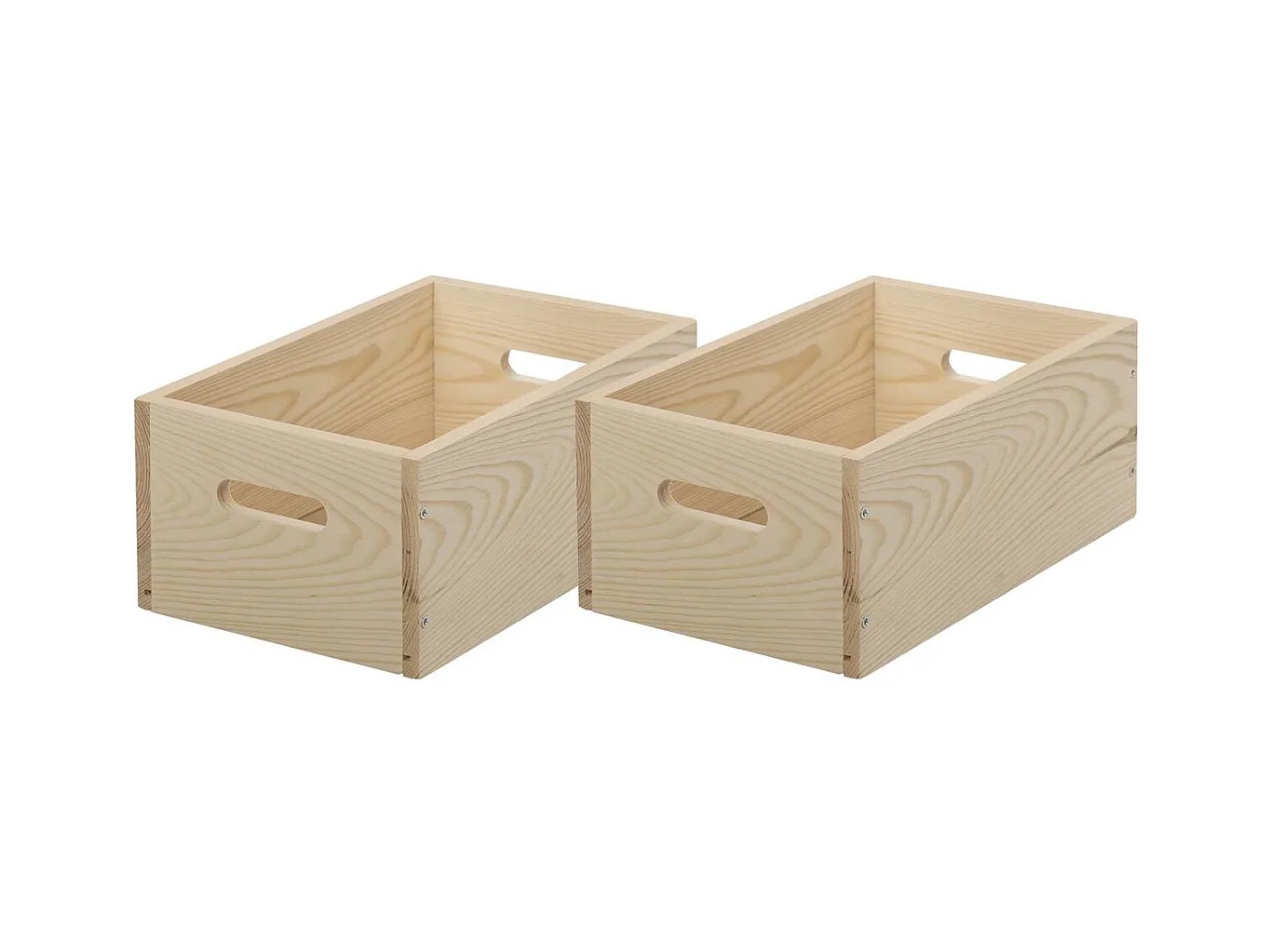 Caisse en bois brut de rangement (Lot de 2)