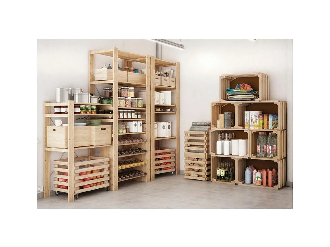 Caisse en bois brut de rangement (Lot de 2)