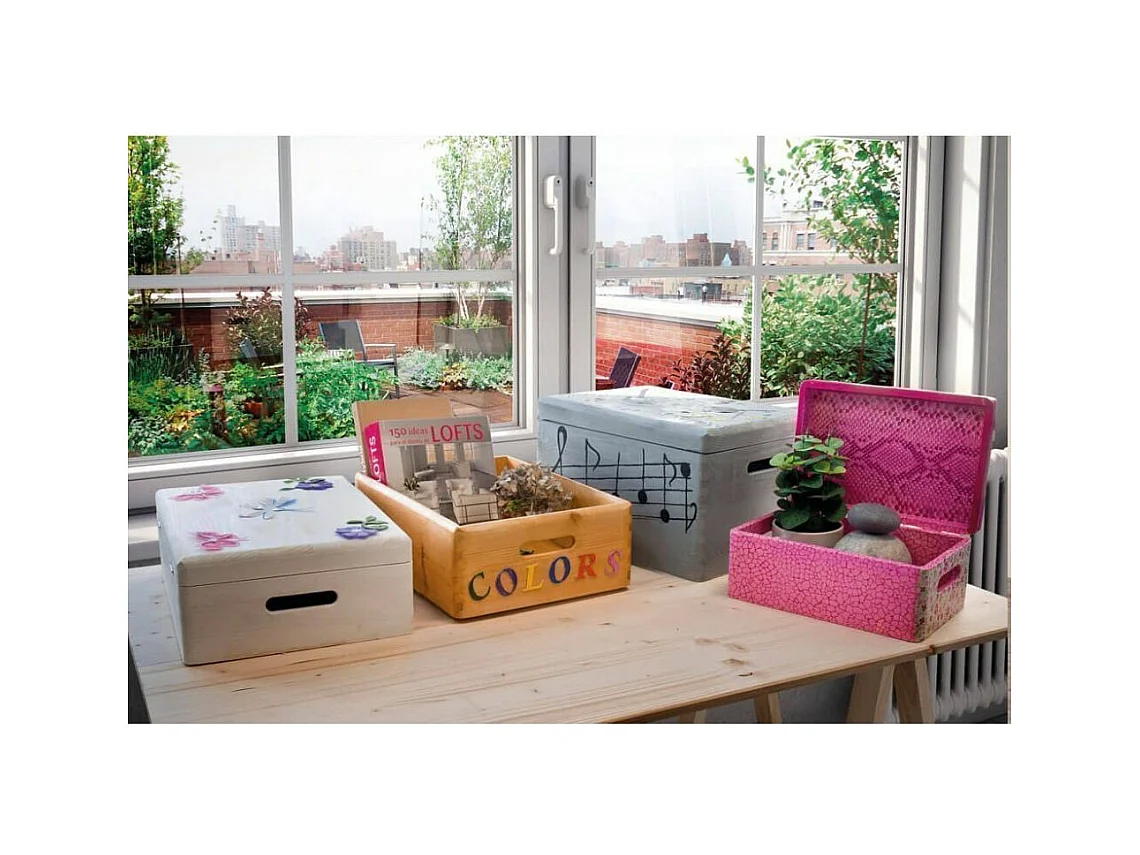 Caisse en bois brut de rangement (Lot de 2)