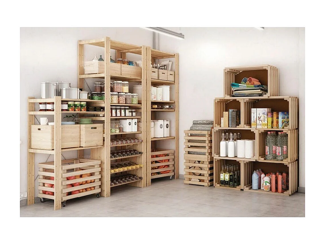 Caisse en bois brut de rangement (Lot de 2)