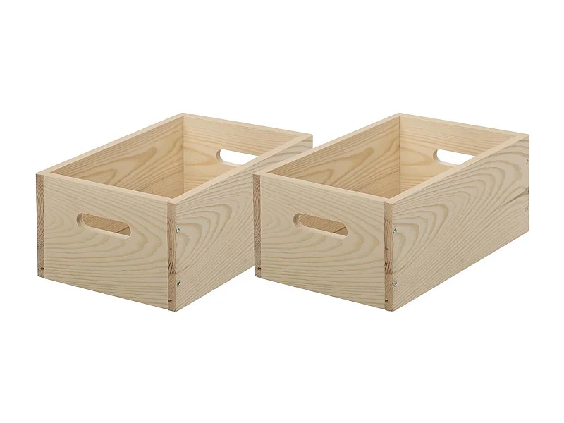 Caisse en bois brut de rangement (Lot de 2)
