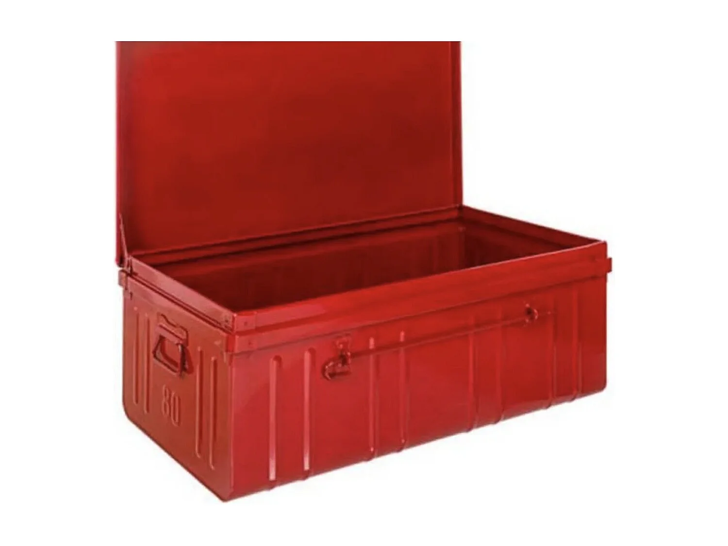 Malle de rangement en métal Habitat L80xH34xP47 - Capacité 95 litres-Rouge