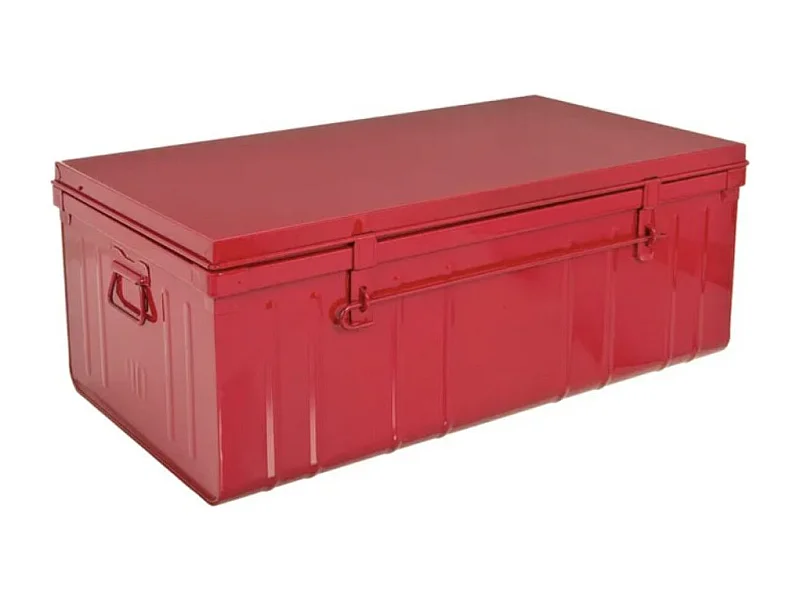 Malle de rangement en métal Habitat L80xH34xP47 - Capacité 95 litres-Rouge