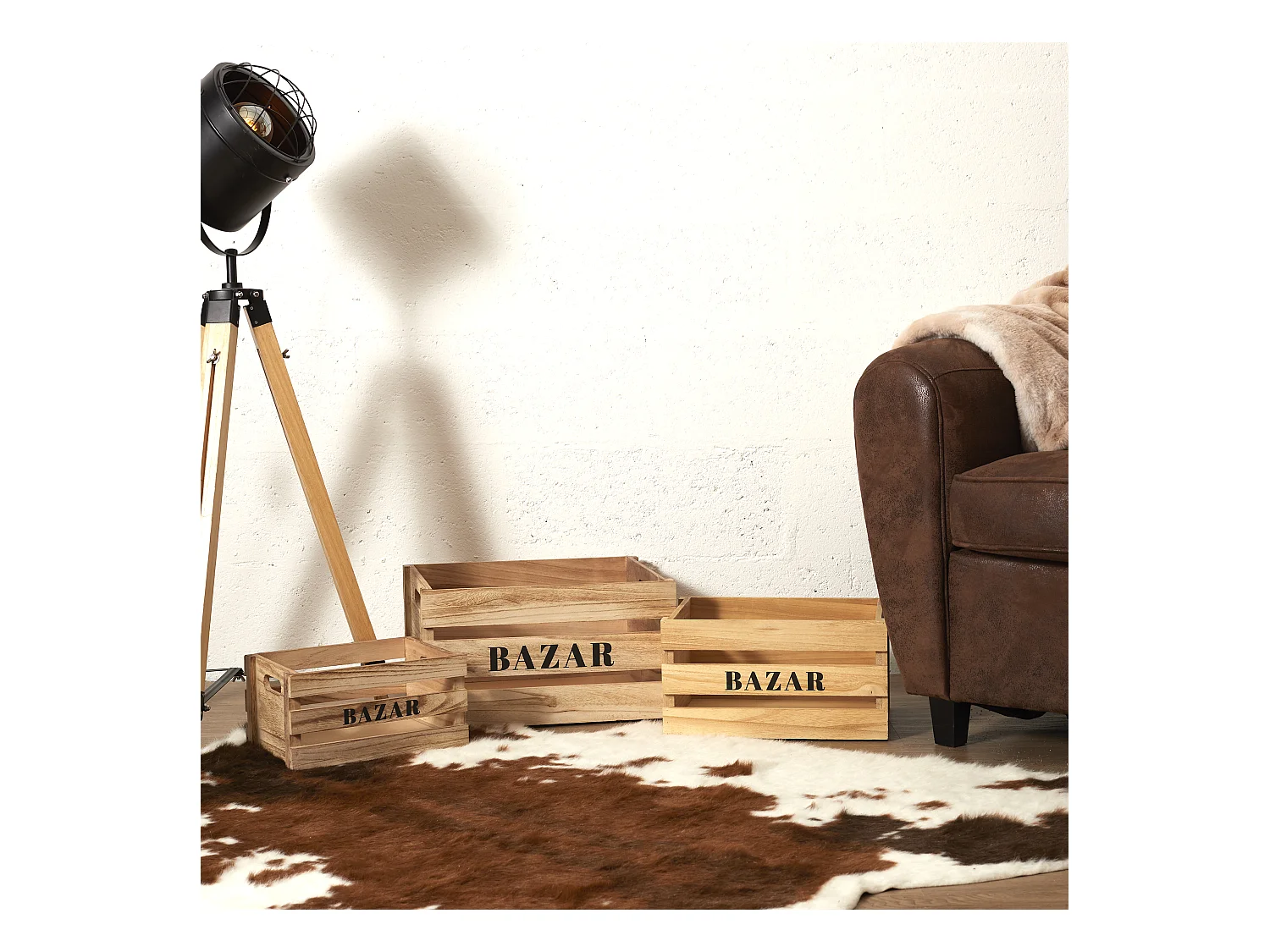 Cagette X3 Mm Naturel Marron, Noir