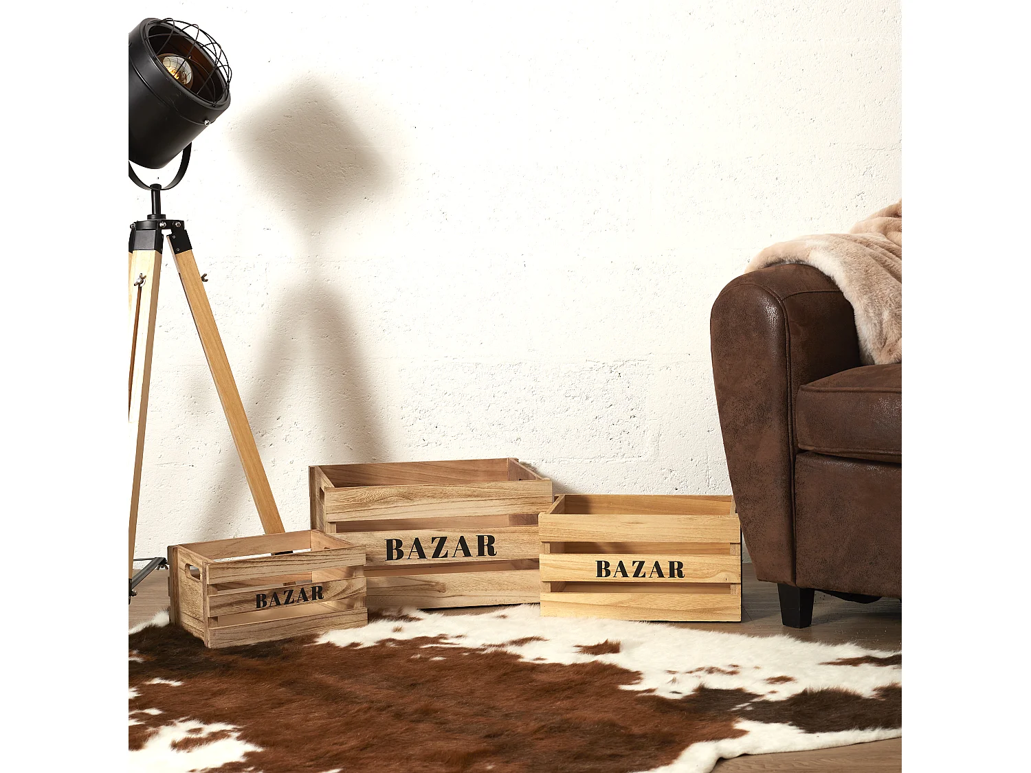 Cagette X3 Mm Naturel Marron, Noir