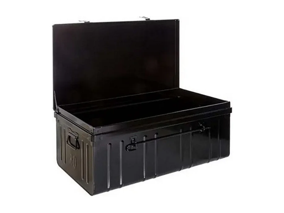 Malle de rangement en métal Habitat L80xH34xP47 - Capacité 95 litres-Noir