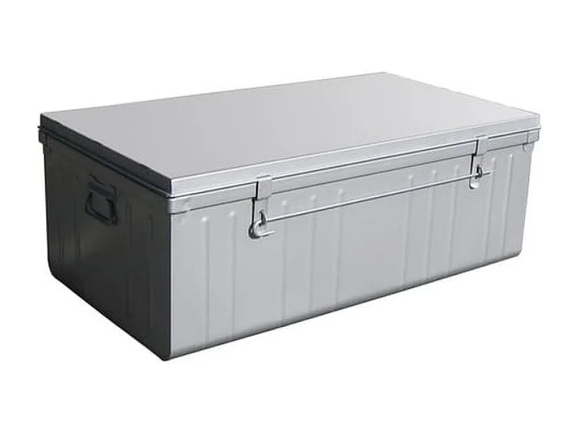 Malle de rangement en métal Habitat L90xH35xP50 - Capacité 130 litres-Alu