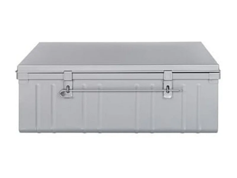 Malle de rangement en métal Habitat L90xH35xP50 - Capacité 130 litres-Alu