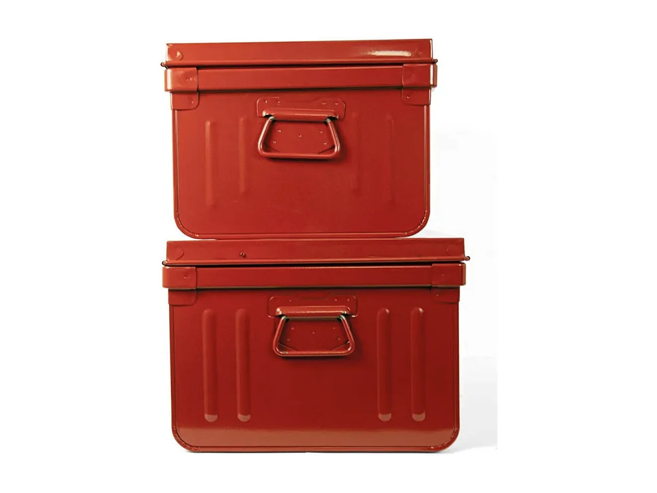 Lot de 2 malles de rangement en métal Habitat - Robustesse et élégance-Rouge