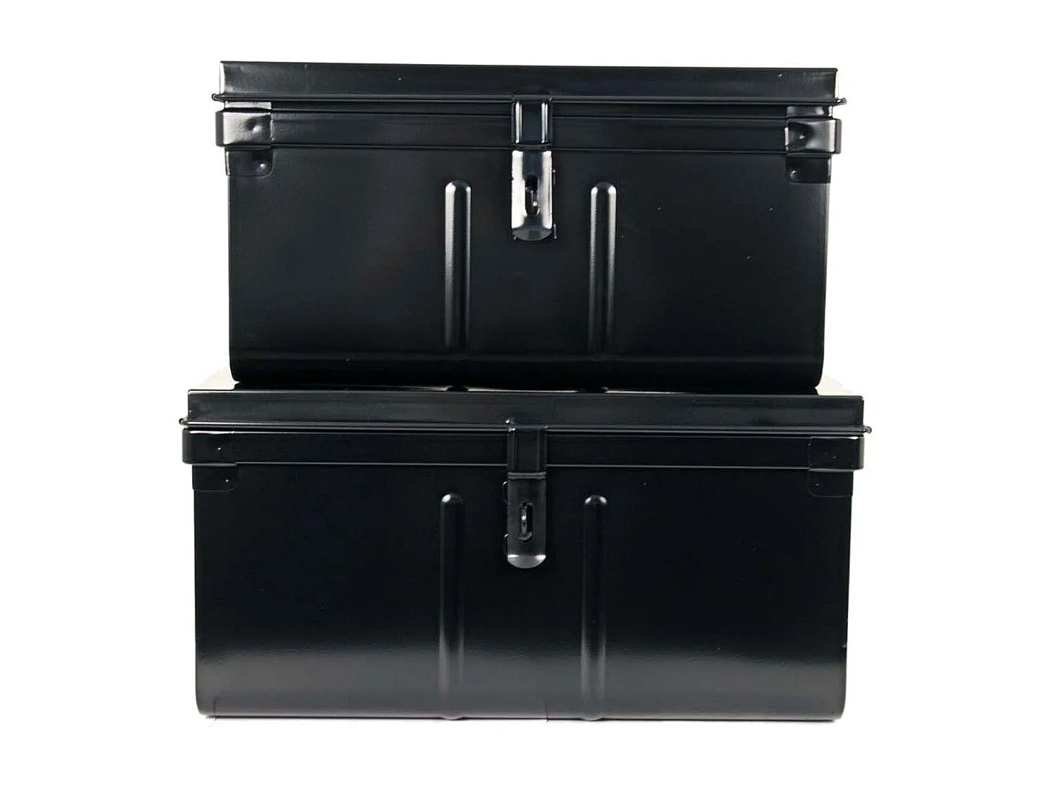 Lot de 2 malles de rangement en métal Habitat - Robustesse et élégance-Noir