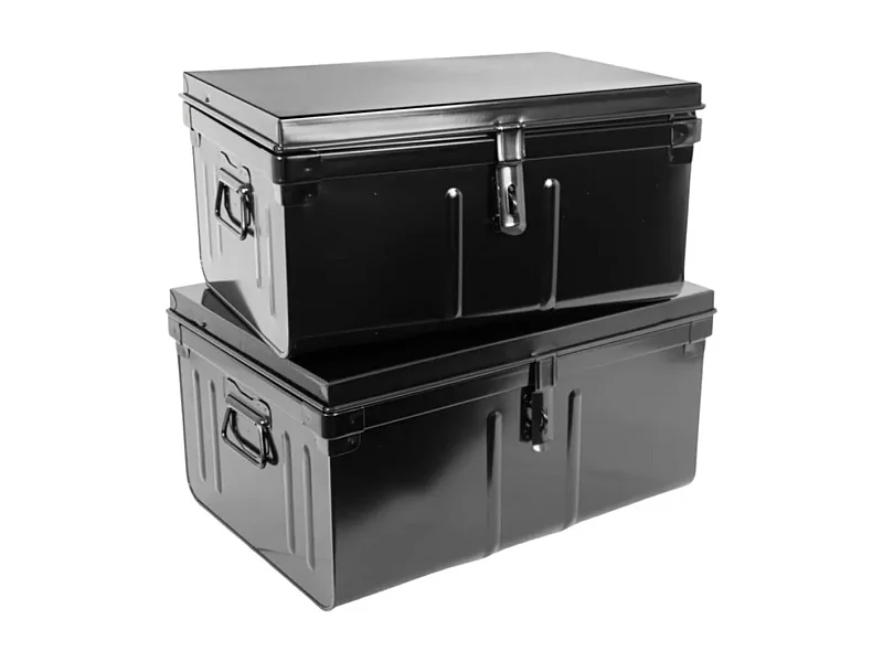 Lot de 2 malles de rangement en métal Habitat - Robustesse et élégance-Noir