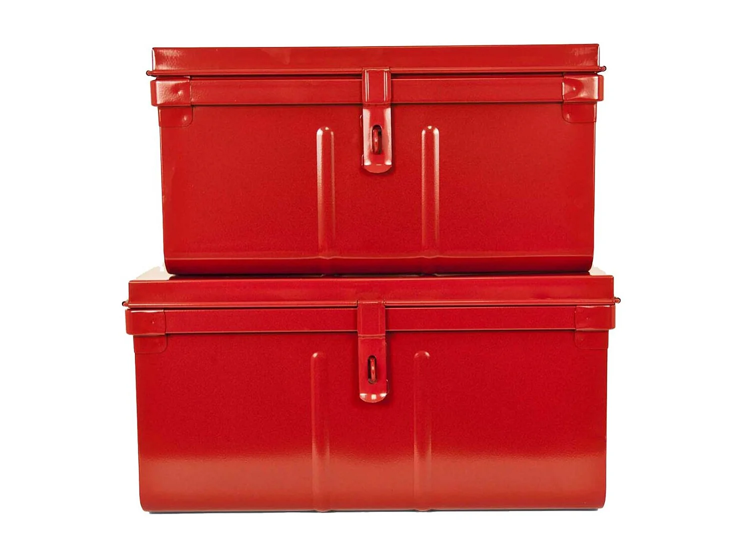 Lot de 2 malles de rangement en métal Habitat - Robustesse et élégance-Kaki