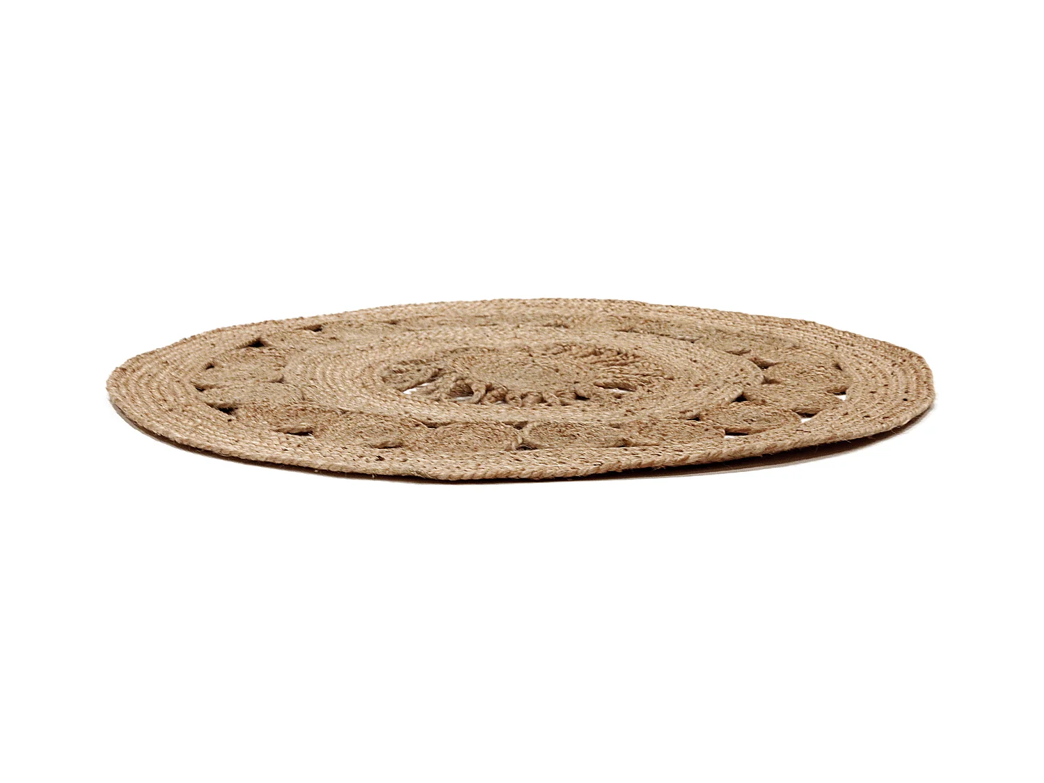 Tapis Rond Jute Ajoure 90cm Beige