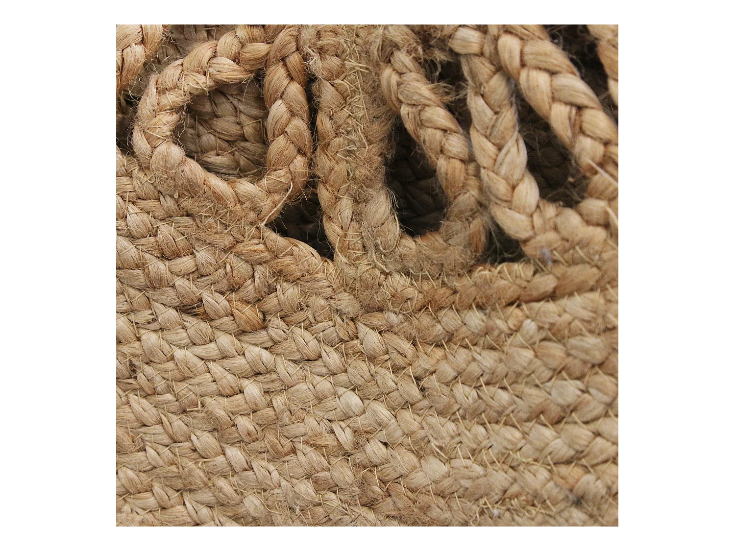 Tapis Rond Jute Ajoure 90cm Beige