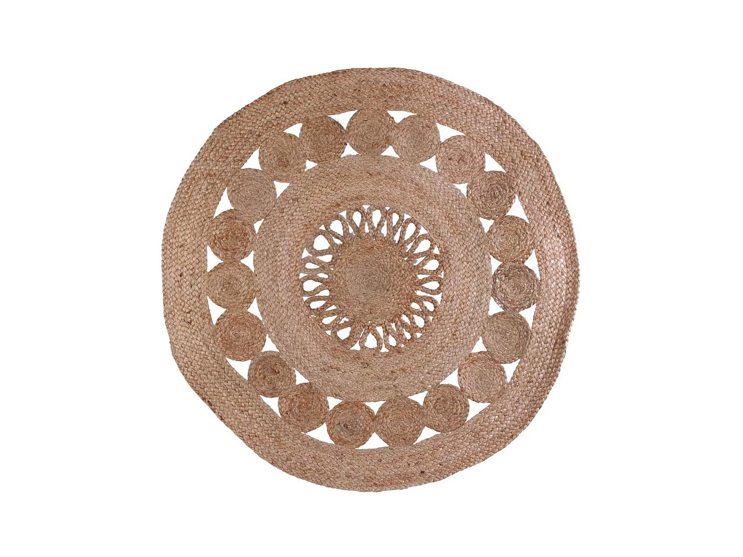 Tapis Rond Jute Ajoure 90cm Beige