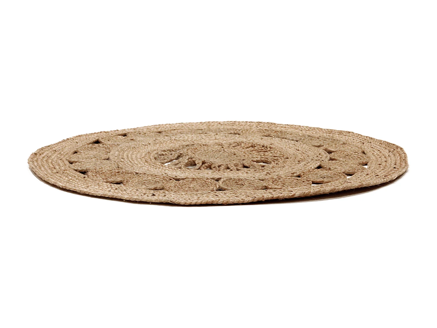 Tapis Rond Jute Ajoure 90cm Beige