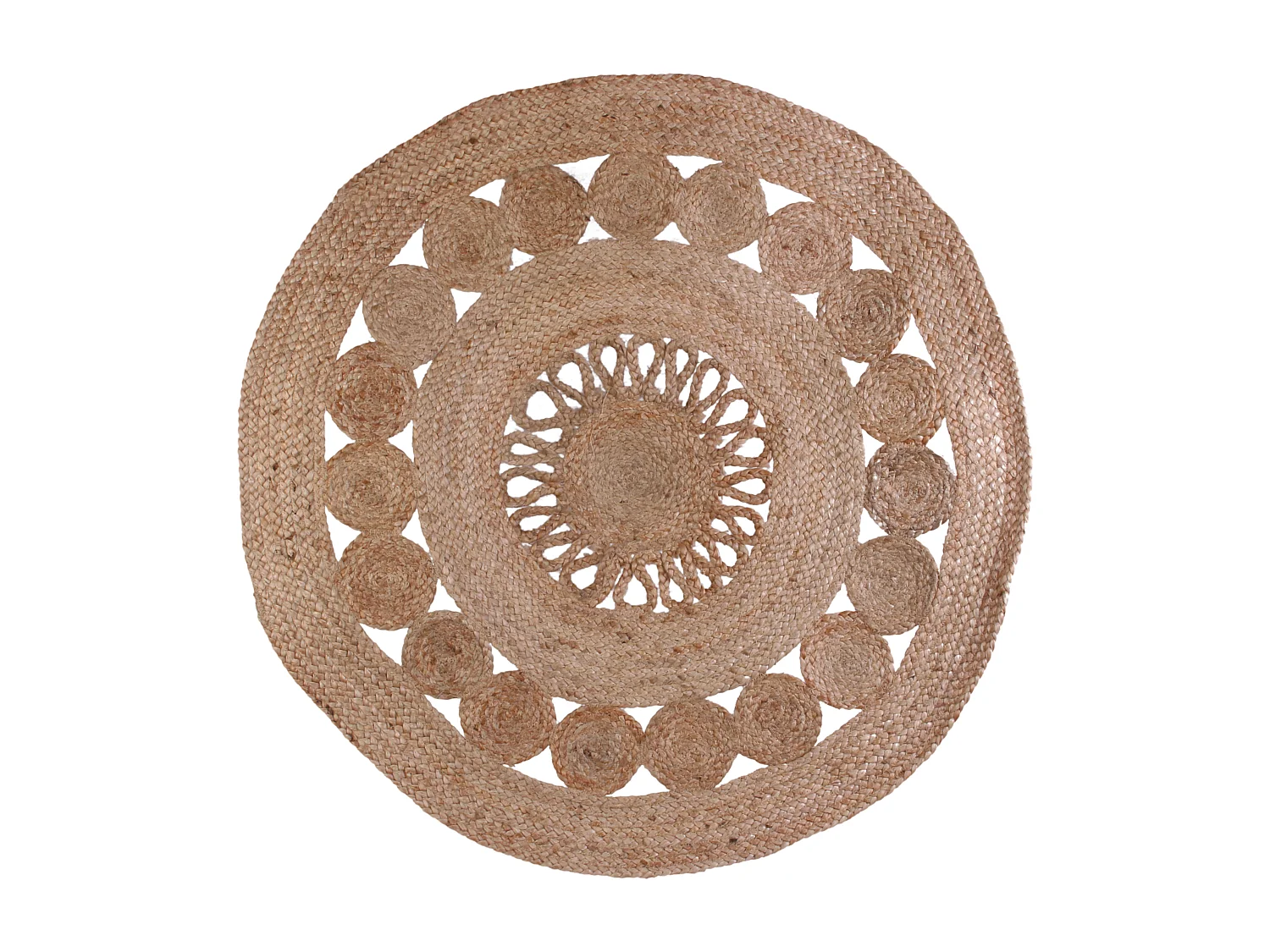 Tapis Rond Jute Ajoure 90cm Beige