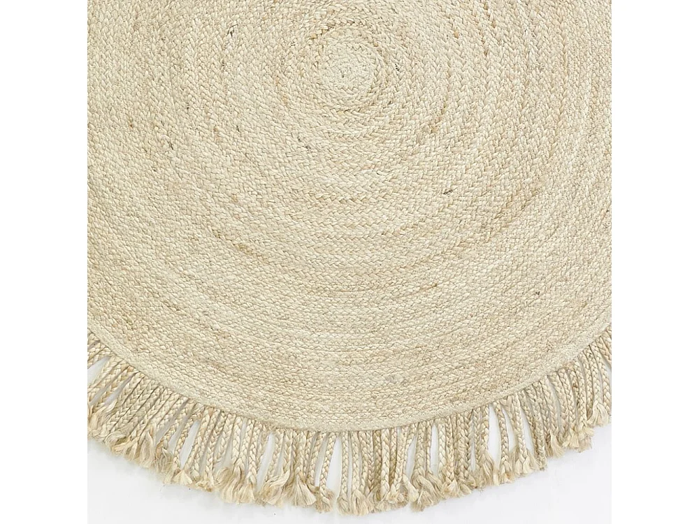 Tapis rond en jute avec franges