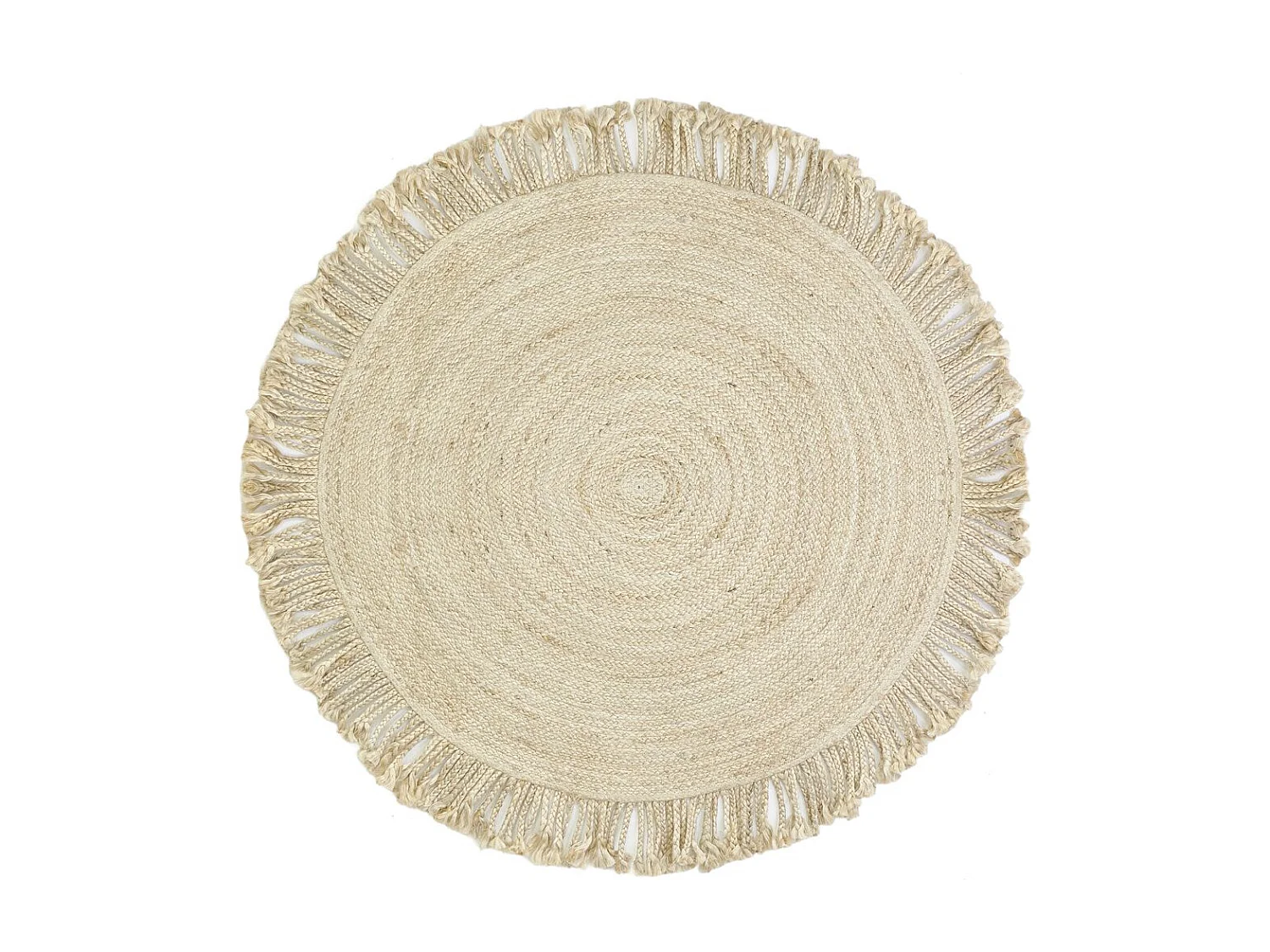 Tapis rond en jute avec franges