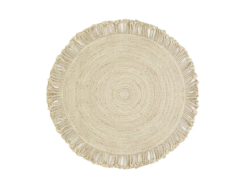 Tapis rond en jute avec franges
