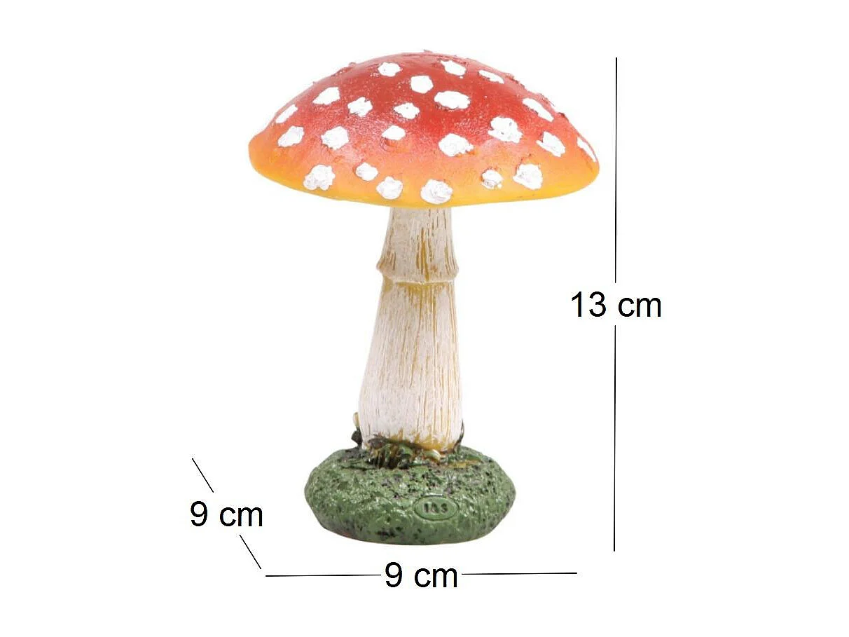 Champignon dans l'herbe en résine Rond - hauteur 13 cm