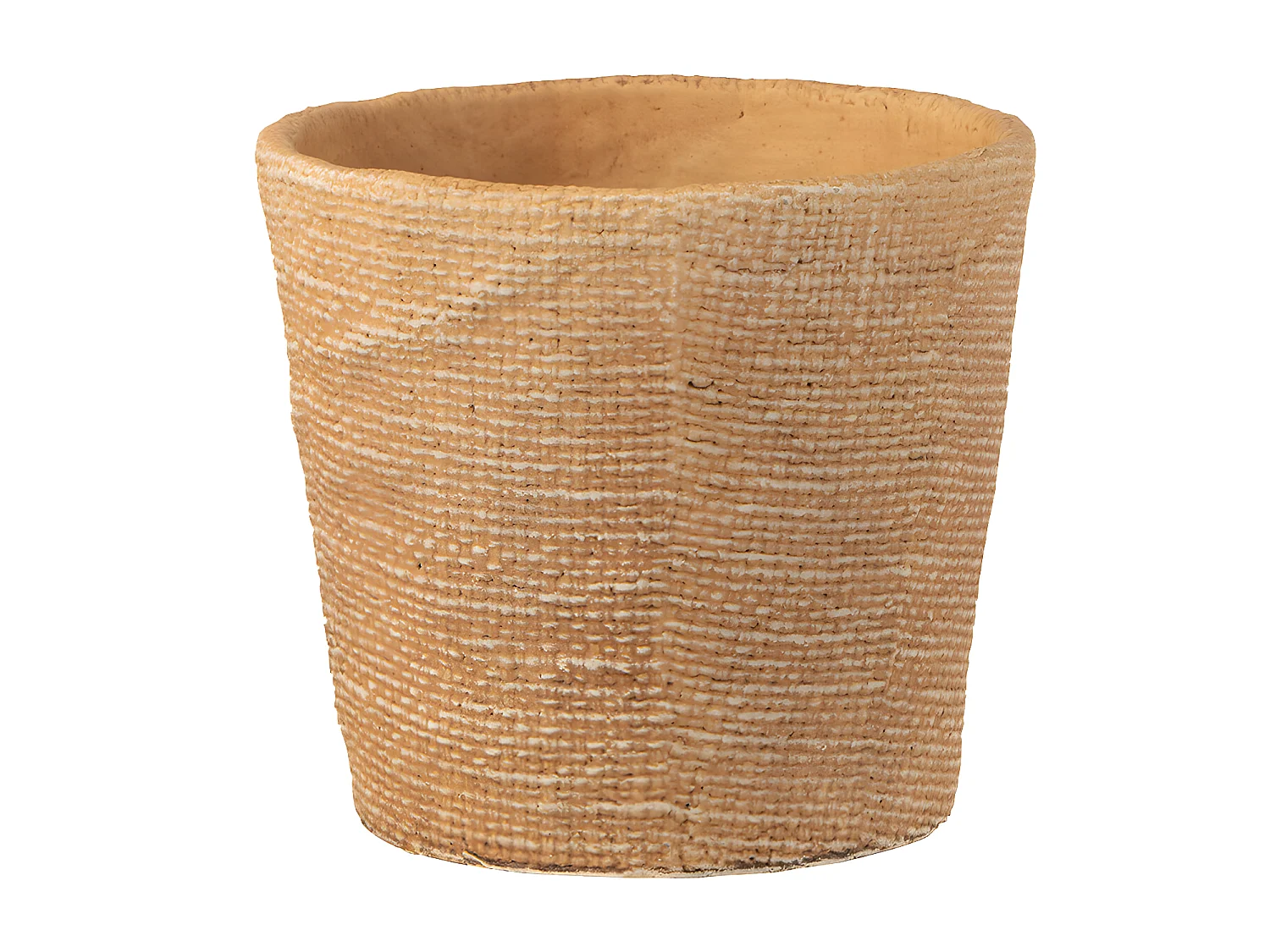 Cache pot en ciment aspect jute naturelle