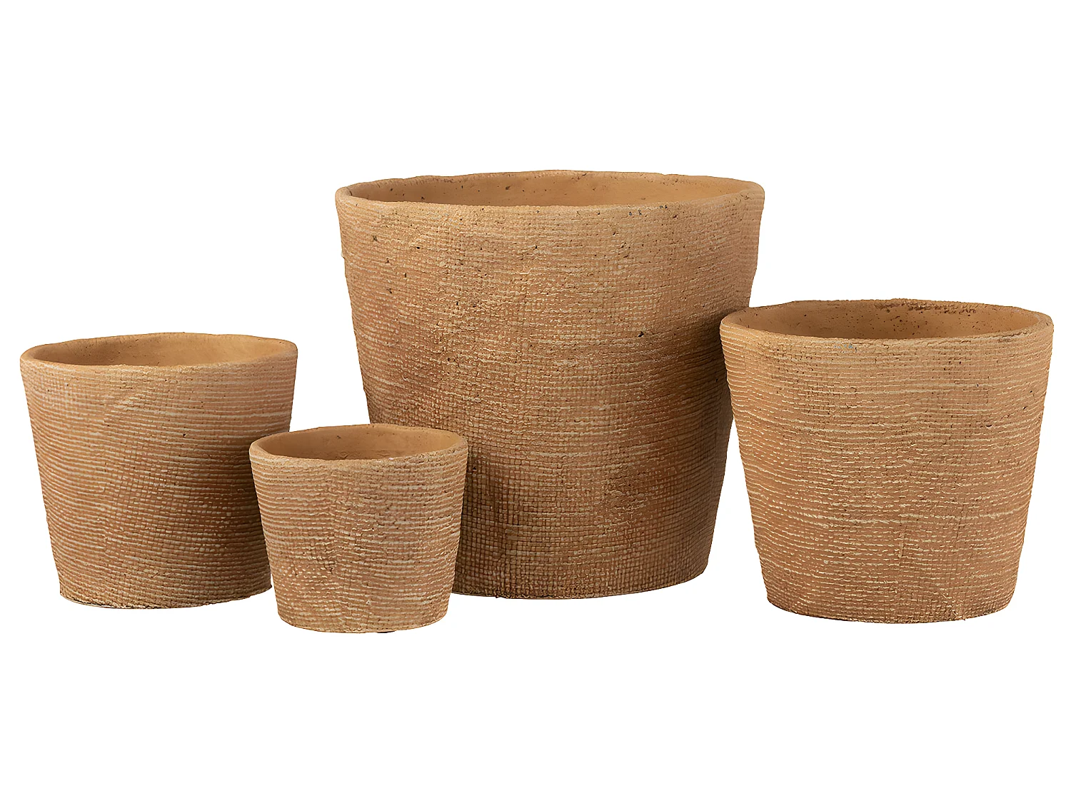 Cache pot en ciment aspect jute naturelle